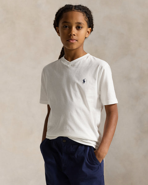 Polo Ralph Lauren Boy's White V-neck Polo  T-Shirt  | Polo Ralph Lauren  in Lebanon