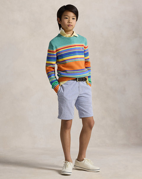 Polo Ralph Lauren Boy's Blue Seersucker Preppy Shorts | Polo Ralph Lauren In Lebanon
