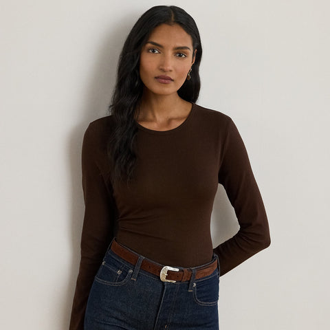 Lauren Ralph Lauren Women's Brown Crewneck Tee Circuit Blouse | Lauren Ralph Lauren In Lebanon
