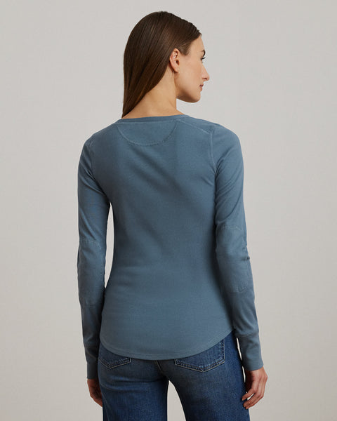 Lauren Ralph Lauren  Women's Dusk Blue Stretch Cotton Long-Sleeve Blouse   | Lauren Ralph Lauren in Lebanon