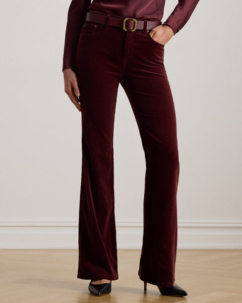 Lauren Ralph Lauren Women's Burgundy  High-waisted flared corduroy Pants |   Lauren Ralph Lauren in Lebanon