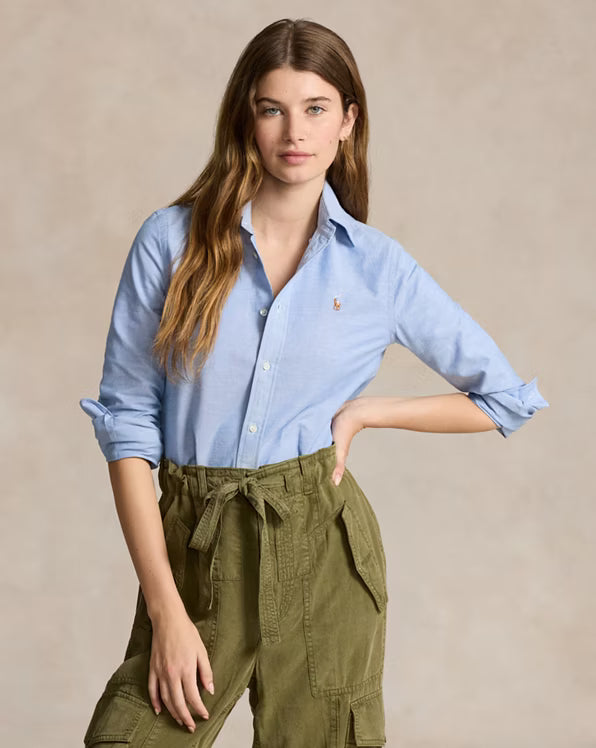 Polo Ralph Lauren Women's Blue The Iconic Stretch Slim Fit Oxford Shirt| Polo Ralph Lauren In Lebanon