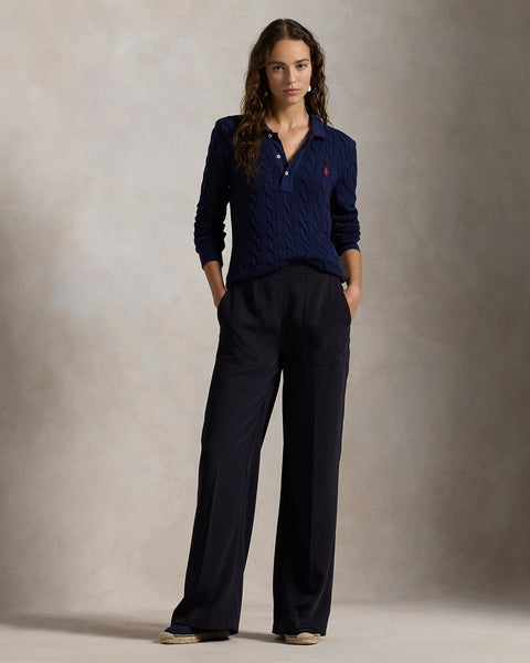 Polo Ralph Lauren Cable-Knit Cotton Long-Sleeve Polo Neck Sweater | Polo Ralph Lauren In Lebanon