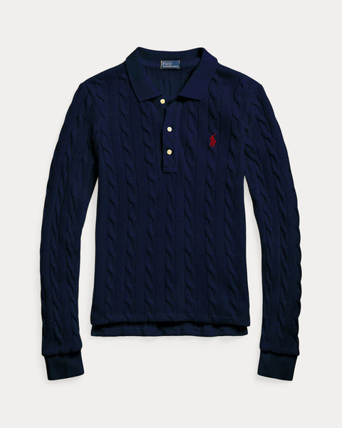 Polo Ralph Lauren Cable-Knit Cotton Long-Sleeve Polo Neck Sweater | Polo Ralph Lauren In Lebanon