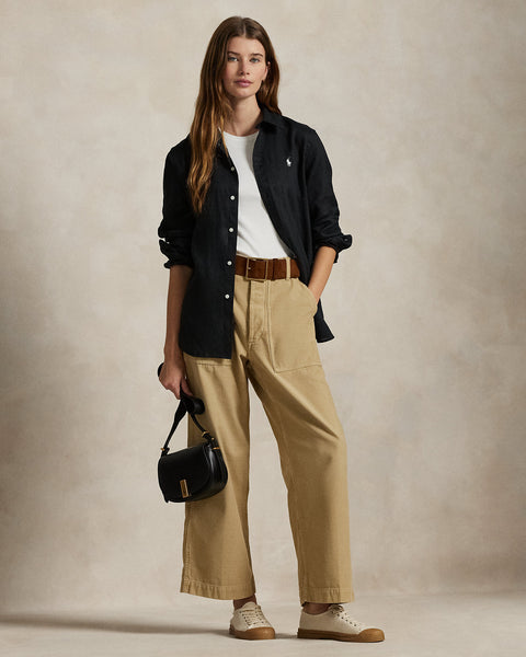 Polo Ralph Lauren Women's Black Classic Fit Linen Shirt | Polo Ralph Lauren In Lebanon