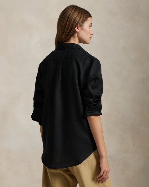 Polo Ralph Lauren Women's Black Classic Fit Linen Shirt | Polo Ralph Lauren In Lebanon