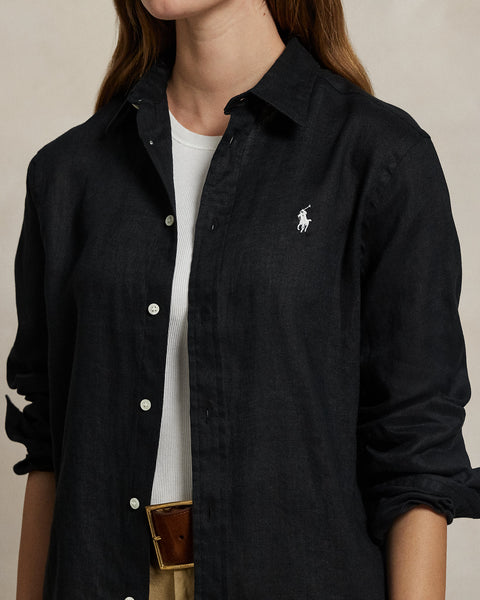 Polo Ralph Lauren Women's Black Classic Fit Linen Shirt | Polo Ralph Lauren In Lebanon
