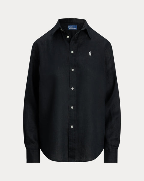 Polo Ralph Lauren Women's Black Classic Fit Linen Shirt | Polo Ralph Lauren In Lebanon