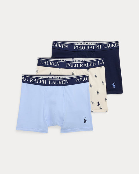 Polo Ralph Lauren Boy's Office Blue/White Pack Of 3 Stretch Jersey Boxer Briefs | Polo Ralph Lauren In Lebanon