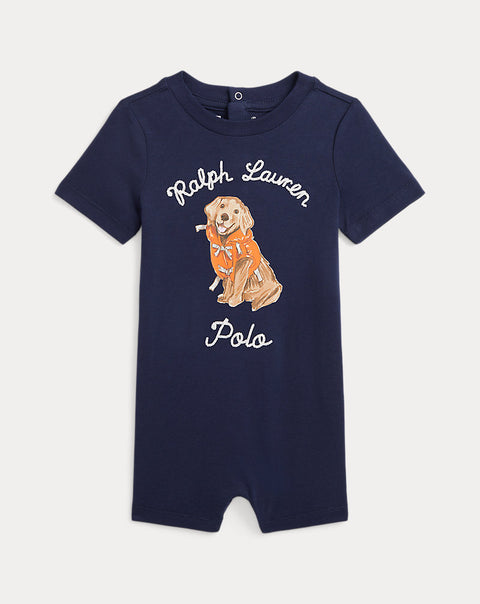 Polo Ralph Lauren Baby Boy's Navy Dog-Print Cotton Jersey Romper | Polo Ralph Lauren In Lebanon