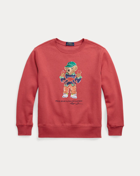 Polo Ralph Lauren Boy's Red Polo Bear Fleece Crewneck Sweatshirt | Polo Ralph Lauren In Lebanon