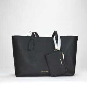 Michael Kors Women's Black Leather Tote with Zip Pouch Shoulder Bag | Michael Kors In Lebanon