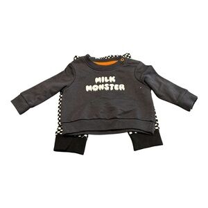Cat & Jack Baby Boy's Dark Gray Halloween Checkered Milk Monster French Terry Sweatshirt & Jogger Pants Pajama Set | Cat & Jack In Lebanon