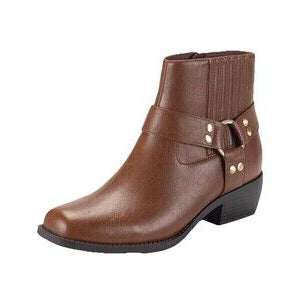 Sun + Stone Women's Brown Harness Strap Ankle Boot | Sun + Stone in Lebanon