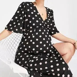 Asos Design Women's Black Angle Sleeve Maternity Dress ANF2681