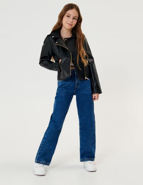 Sinsay Girl's Black Leather Jacket | Sinsay In Lebanon