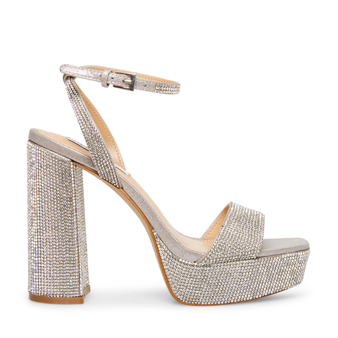 Steve Madden Women's Silver Rhinestone Lessa-R Heeled Sandal |Steve Madden In Lebanon
