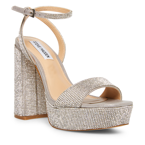 Steve Madden Women's Silver Rhinestone Lessa-R Heeled Sandal |Steve Madden In Lebanon