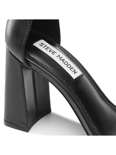 Steve Madden Women's Black Leather Riveting Heeled Sandal |Steve Madden In Lebanon