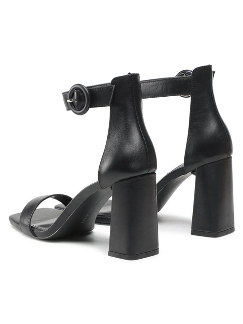 Steve Madden Women's Black Leather Riveting Heeled Sandal |Steve Madden In Lebanon