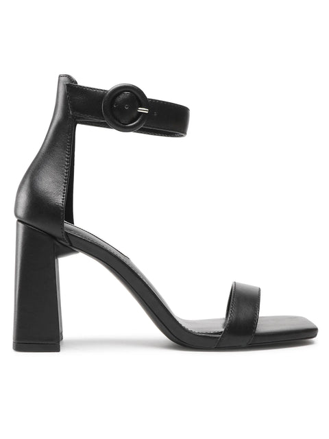 Steve Madden Women's Black Leather Riveting Heeled Sandal |Steve Madden In Lebanon