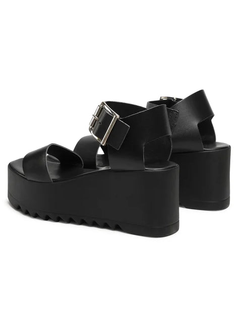 Steve Madden Women's Black Leather Lake Sandals | Steve Madden In Lebanon