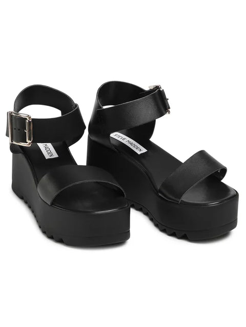Steve Madden Women's Black Leather Lake Sandals | Steve Madden In Lebanon