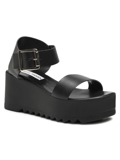 Steve Madden Women's Black Leather Lake Sandals | Steve Madden In Lebanon