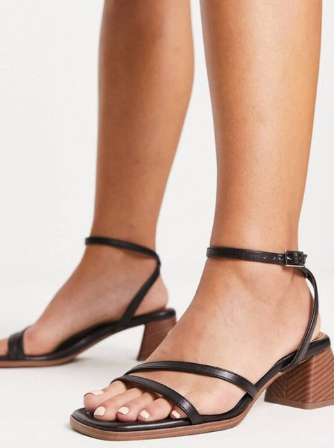 Asos Design Women's Black Wide Fit Hampton Block Mid Heeled Sandal |Asos Design In Lebanon