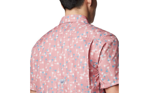 Columbia Men's Peach Regular Fit Printed Short Sleeve Casual Shirt | Columbia In Lebanon