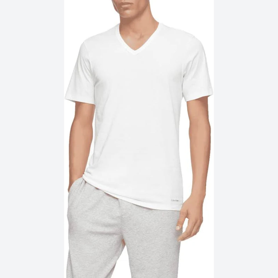 Calvin Klein Men's White 3 Pack Cotton V Neck Undershirt