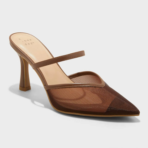 A New Day Brown Women's Sonia Mesh Mule Heels with Memory Foam Insole |A New Day In Lebanon