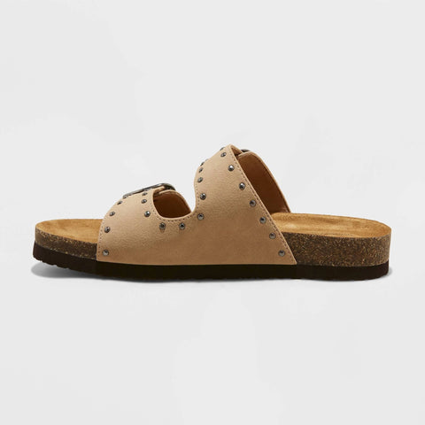 Universal Thread Women's Tan Devin Two Band Footbed Slipper | Universal Thread In Lebanon