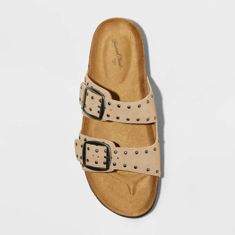 Universal Thread Women's Tan Devin Two Band Footbed Slipper | Universal Thread In Lebanon