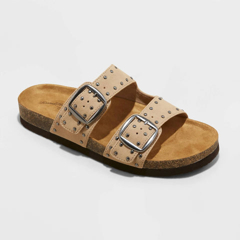 Universal Thread Women's Tan Devin Two Band Footbed Slipper | Universal Thread In Lebanon