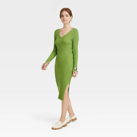 A New Day Women's Green Long Sleeve Sweater Dress |A New Day In Lebanon