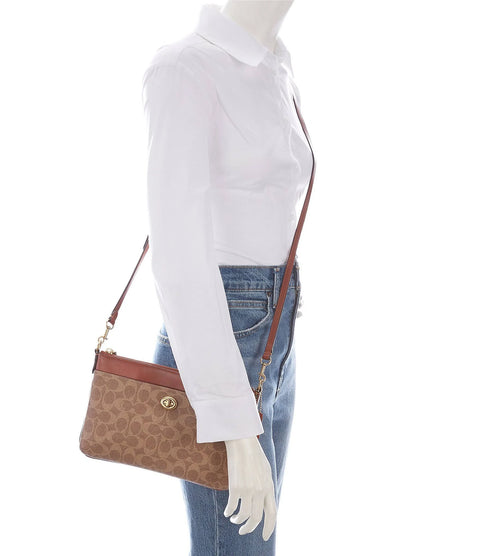 Coach Women's Tan Rust Coated Canvas Signature Polly Crossbody Bag | Coach In Lebanon