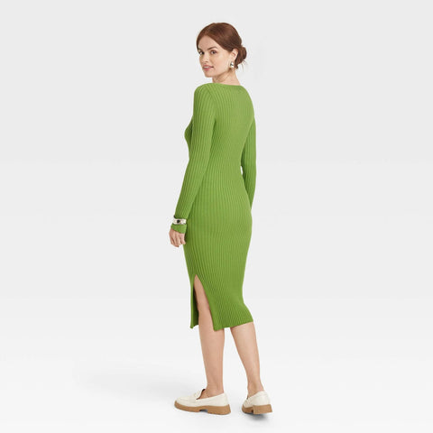A New Day Women's Green Long Sleeve Sweater Dress |A New Day In Lebanon