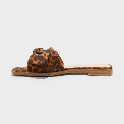 A New Day Women's Light Brown Leopard Maple Bow Flat Slipper | A New Day In Lebanon