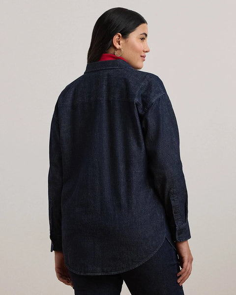 Lauren Ralph Lauren Women's Dark Blue Plus Size Denim Shirt | Lauren Ralph Lauren In Lebanon