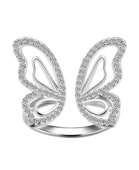 Unwritten Women's Silver Plate Crystal Open Butterfly Ring | Unwritten In Lebanon