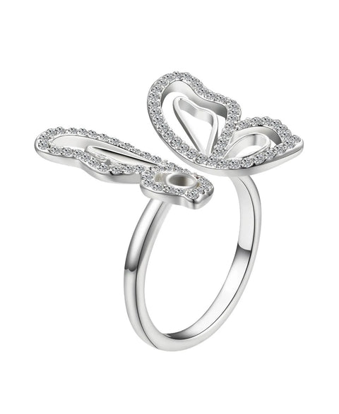 Unwritten Women's Silver Plate Crystal Open Butterfly Ring | Unwritten In Lebanon