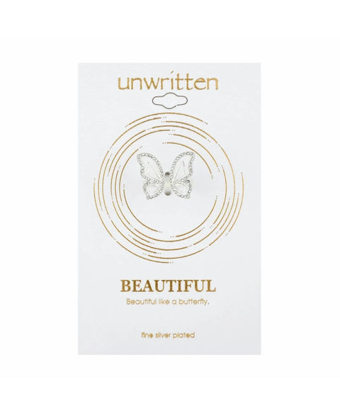 Unwritten Women's Silver Plate Crystal Open Butterfly Ring | Unwritten In Lebanon