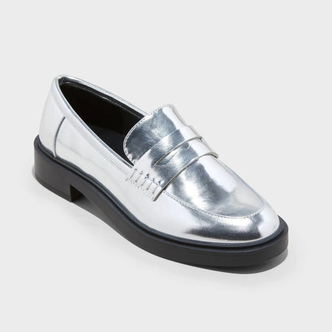 A New Day Women's Silver Jordan Loafer Memory Foam Insole Flats |A New Day In Lebanon