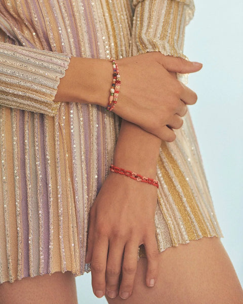 Anni Lu Women's Red Tattoo Color Beaded Bracelet | Anni Lu In Lebanon