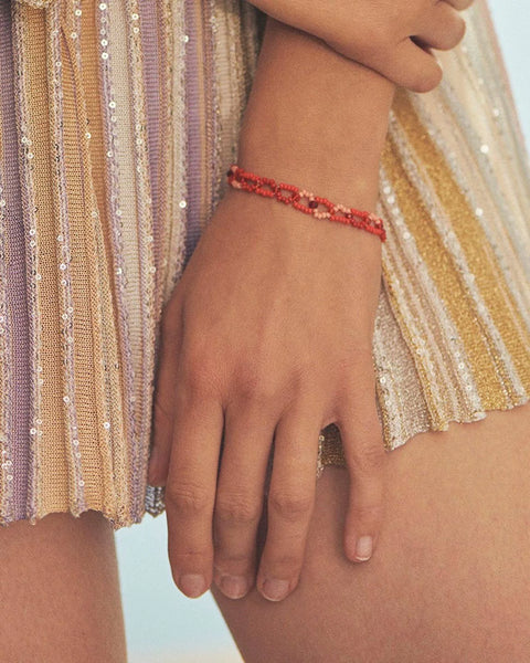 Anni Lu Women's Red Tattoo Color Beaded Bracelet | Anni Lu In Lebanon