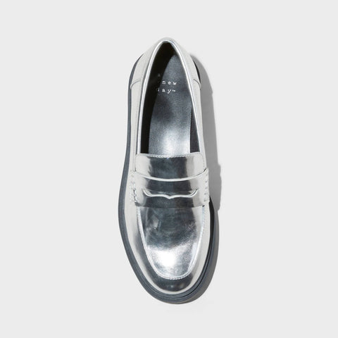 A New Day Women's Silver Jordan Loafer Memory Foam Insole Flats |A New Day In Lebanon