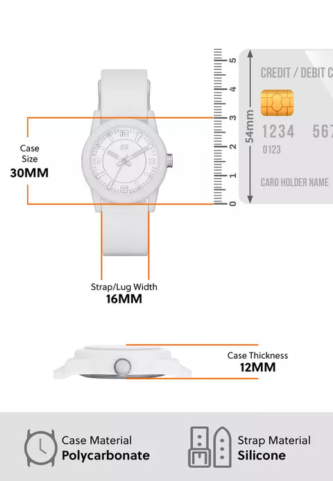 Skechers Women's white Rosencrans Analog Watch Round Dial Silicone Band 16 MM Watch | Skechers In Lebanon
