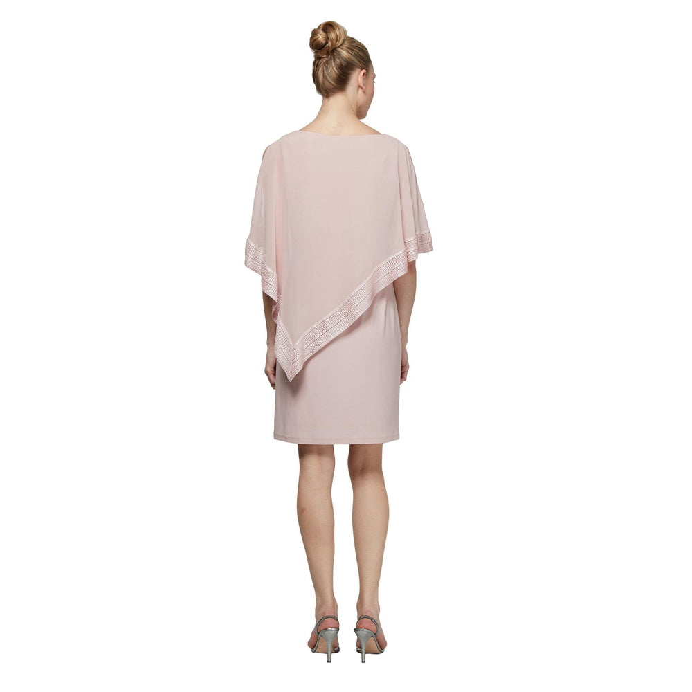 SL Fashions Women’s Light Pink Short Cocktail Chiffon Cape Dress|SL Fashions In Lebanon