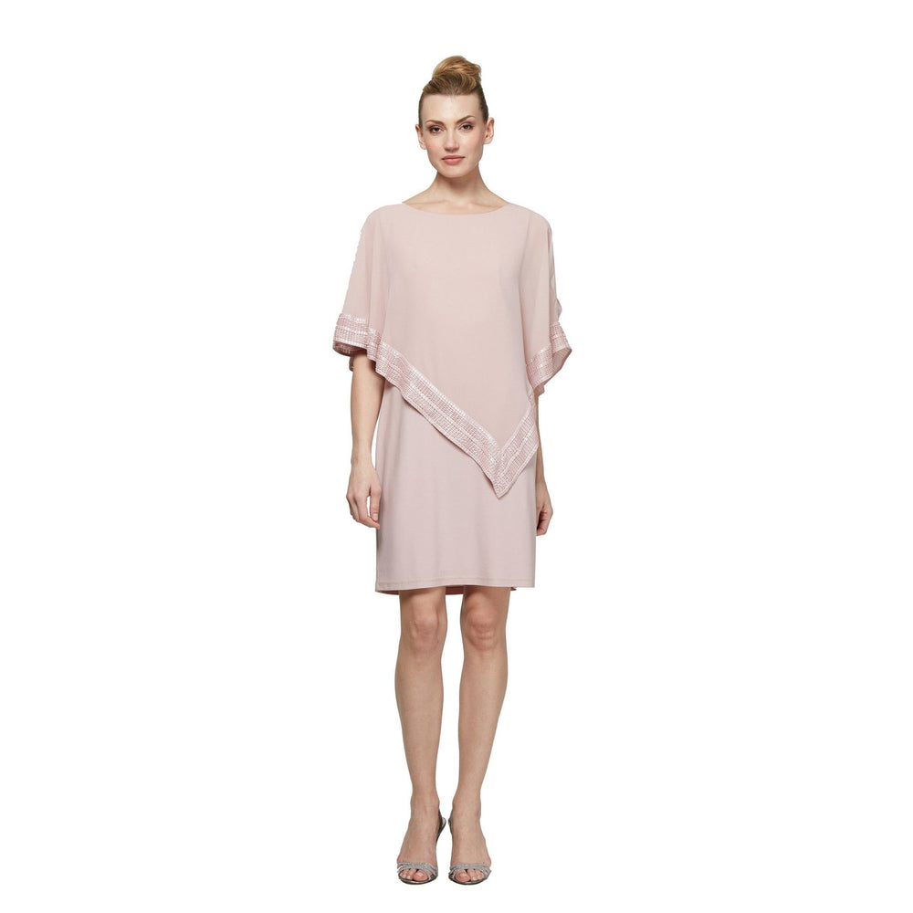 SL Fashions Women’s Light Pink Short Cocktail Chiffon Cape Dress|SL Fashions In Lebanon